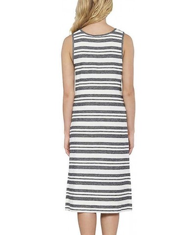 Ladies' Side-Slit Tank Dress Stripe Charcoal $9.89 Dresses