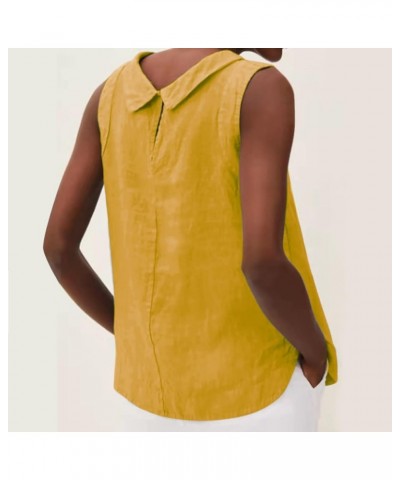 Women Cotton Linen Sleeveless Crop Tank Tops O Neck Shirt Casual Solid Color Loose Fit Comfy T-Shirt Blouse Vest 2-orange $10...