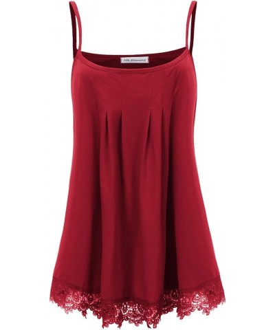 Plus Size Tank Tops Camisole Cami Sleeveless Shirt for Women B11 - Wine Red Lace $11.50 Tanks