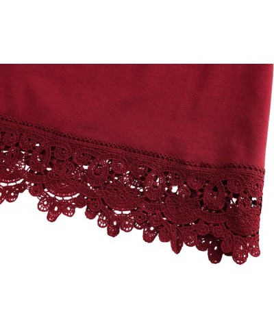 Plus Size Tank Tops Camisole Cami Sleeveless Shirt for Women B11 - Wine Red Lace $11.50 Tanks