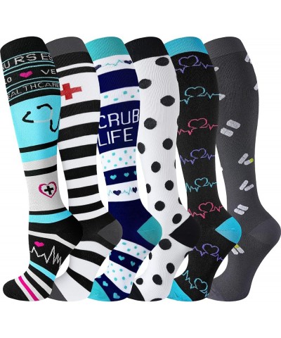 Compression Socks for Women & Men Circulation 6 Pairs Compression Socks 20-30 mmhg Best for Running,Nurse,Travel Assorted - 1...