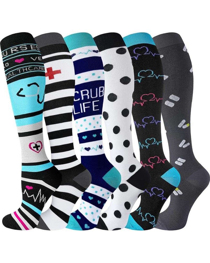 Compression Socks for Women & Men Circulation 6 Pairs Compression Socks 20-30 mmhg Best for Running,Nurse,Travel Assorted - 1...