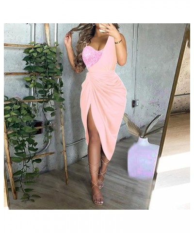 Formal Dresses for Women Sexy Sleeveless High Split Wedding Guest Dresses Elegant Evening Party Prom Cocktail Dress R-pink $1...