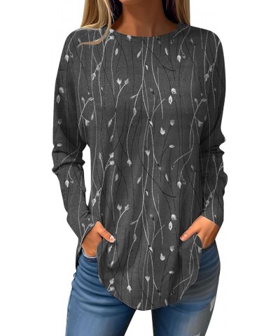 Women's Casual Long Sleeve Crew Neck Shirts Lightweight Tunic Tops with Leggings 02-gray $6.78 Tops