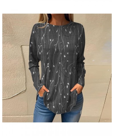 Women's Casual Long Sleeve Crew Neck Shirts Lightweight Tunic Tops with Leggings 02-gray $6.78 Tops