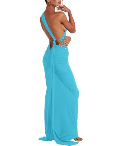 Women's Backless Maxi Dress Sexy Open Back Sleeveless Going Out Elegant Party Cocktail Night Out Bodycon Maxi Dress Sky Blue ...