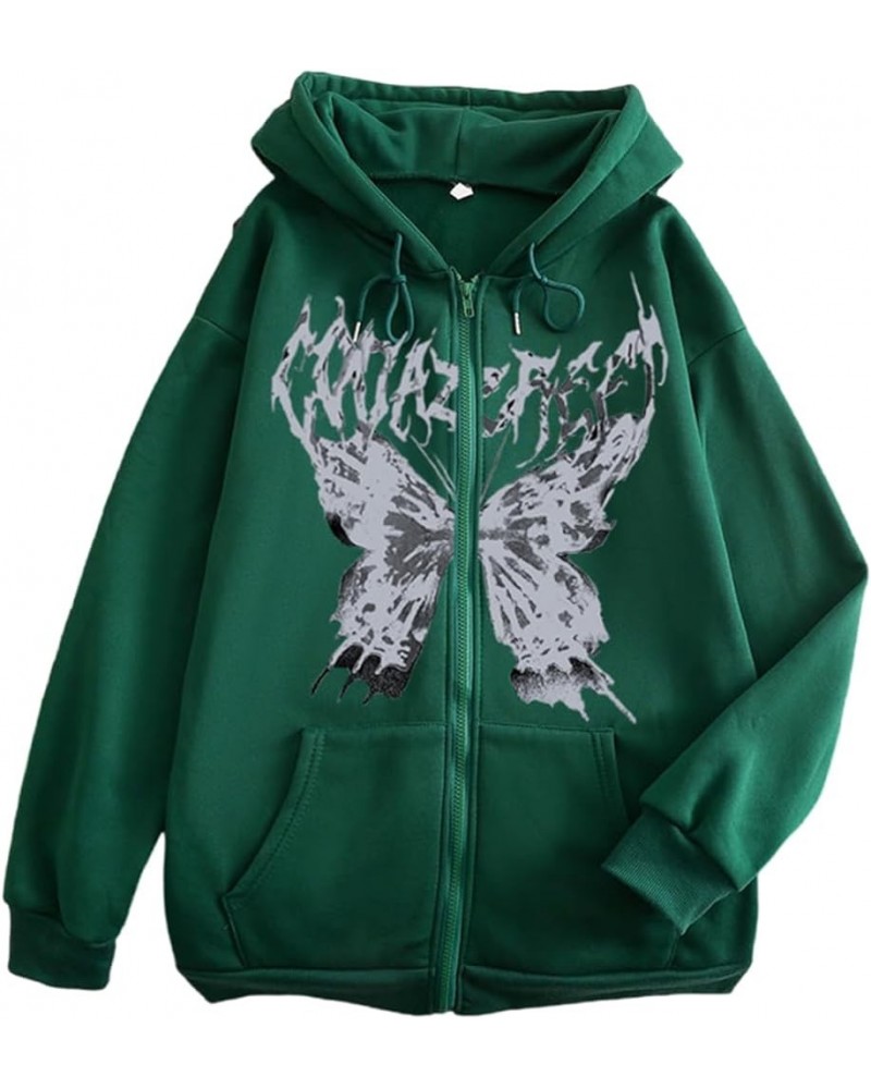 Women Y2k Zip Up Hoodie Sweatshirt Men Rhinestone Graphic Hoodie Girls Oversize Sweatshirt Fashion Streetwear 0730c-green $9....