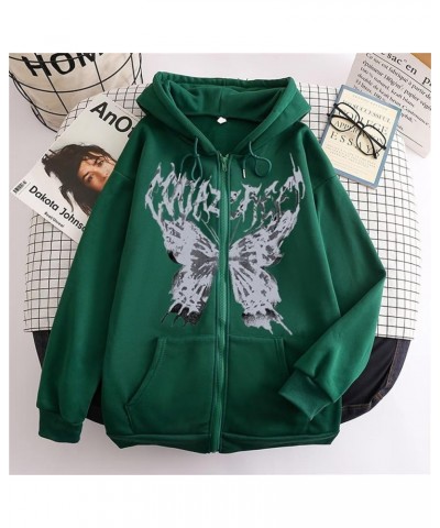 Women Y2k Zip Up Hoodie Sweatshirt Men Rhinestone Graphic Hoodie Girls Oversize Sweatshirt Fashion Streetwear 0730c-green $9....