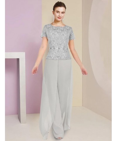 Mother of The Bride Pantsuits Jumpsuits with Jacket Chiffon Wedding Guest Dresses for Women Formal Evening Gowns Long Grey $4...