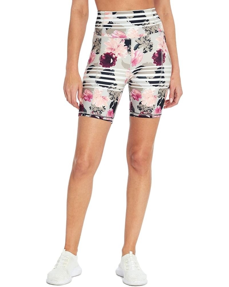 Women's Tummy Control Bermuda Short Photoreal Floral Stripe $16.22 Shorts