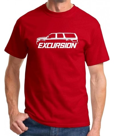 Ford Excursion Truck Classic Outline Design Print Tshirt Red - White $14.00 T-Shirts