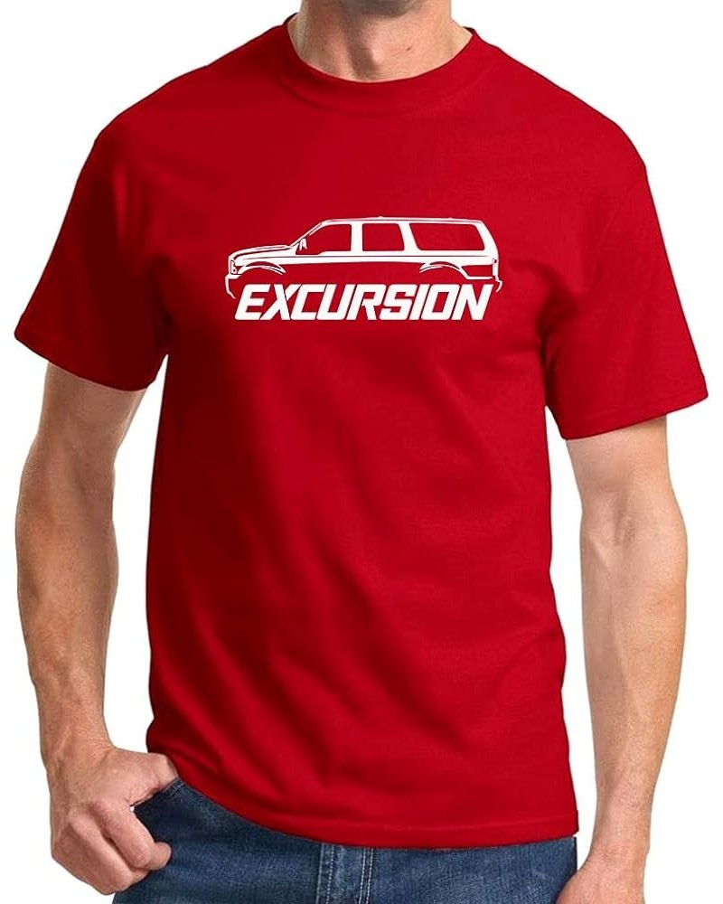 Ford Excursion Truck Classic Outline Design Print Tshirt Red - White $14.00 T-Shirts