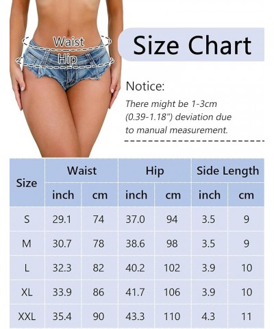 Women's Sexy Denim Shorts Low Rise Cut Off Mini Hot Pants Stretchy Lace Up Frayed Cheeky Booty Shorts Blue-03 $13.76 Shorts