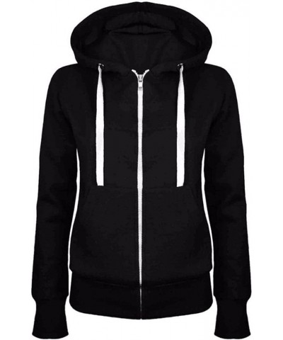 Zip Up Hoodies for Women Long Sleeve Loose Fit Hooded Pullover Drawstraing Casual Fashion Sweatshirts with Pocket 07 Black $9...