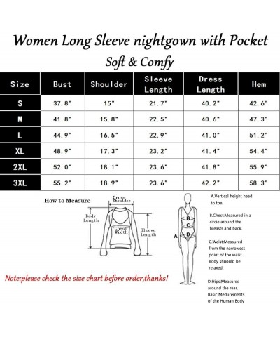 Women's Cotton Nightgown Long Sleeve V Neck Nightshirt Print Sleep Dress with Pockets Grey Cat $14.84 Sleep & Lounge