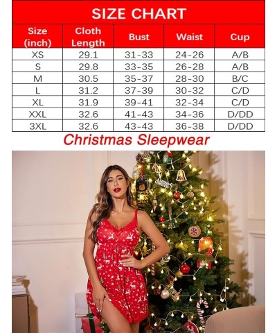 Women Sexy Sleepwear Lace Chemise Nightgown Full Slip Babydoll Sleepwear Christmas Red $12.03 Sleep & Lounge