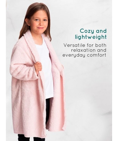 Mad Dog Sherpa Fleece Cardigans for Women & Girls 5-12 Y, Long Open Front Jacket, Loungewear Top Girls Pink $21.13 Jackets