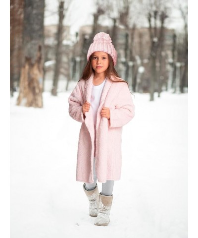 Mad Dog Sherpa Fleece Cardigans for Women & Girls 5-12 Y, Long Open Front Jacket, Loungewear Top Girls Pink $21.13 Jackets