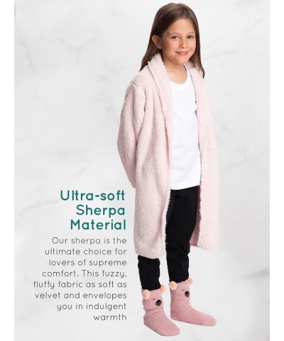 Mad Dog Sherpa Fleece Cardigans for Women & Girls 5-12 Y, Long Open Front Jacket, Loungewear Top Girls Pink $21.13 Jackets