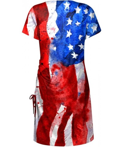 Womens Short Sleeve 4th of July Bodycon Dress 2023 Summer Party Sexy American Flag Club Dresses A-red $11.39 Activewear