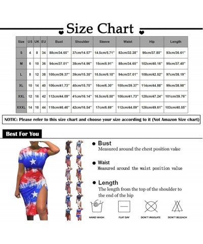 Womens Short Sleeve 4th of July Bodycon Dress 2023 Summer Party Sexy American Flag Club Dresses A-red $11.39 Activewear