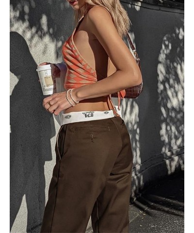 Women's Baggy Cargo Pants Harajuku Hippie Punk Oversized Solid Drawstring Low Waist Wide Leg Sweatpants Streetwear I2 Coffee ...