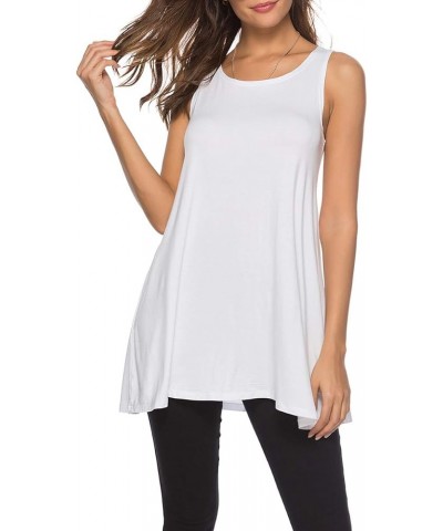 Women's Sleeveless Tunics Women Flowy Tunic Tank Tops for Leggings White $11.66 Tops