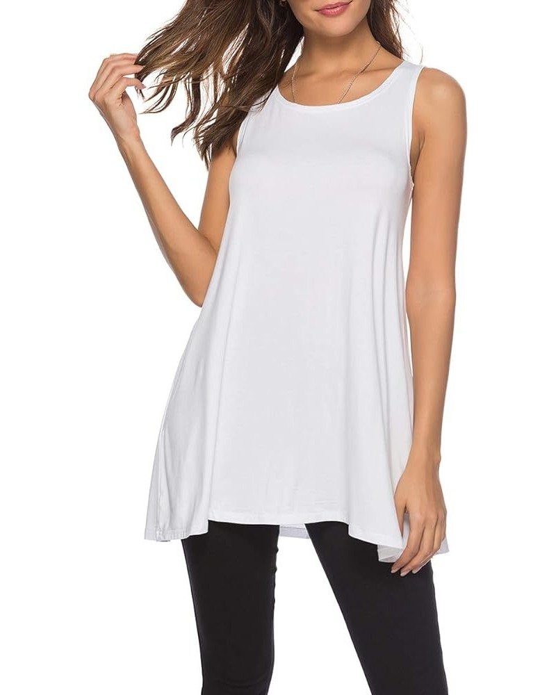 Women's Sleeveless Tunics Women Flowy Tunic Tank Tops for Leggings White $11.66 Tops