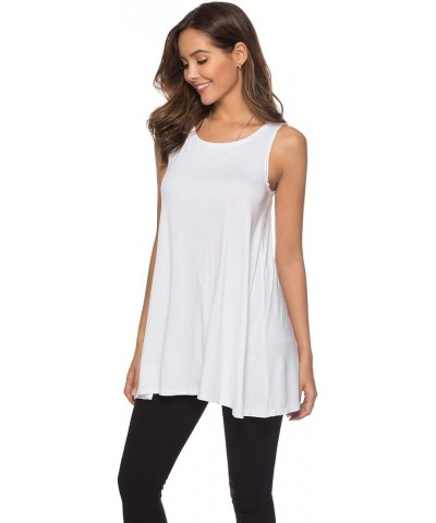 Women's Sleeveless Tunics Women Flowy Tunic Tank Tops for Leggings White $11.66 Tops