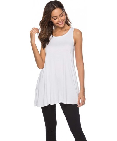 Women's Sleeveless Tunics Women Flowy Tunic Tank Tops for Leggings White $11.66 Tops