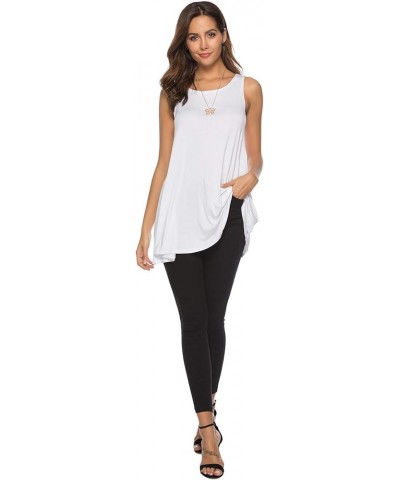 Women's Sleeveless Tunics Women Flowy Tunic Tank Tops for Leggings White $11.66 Tops