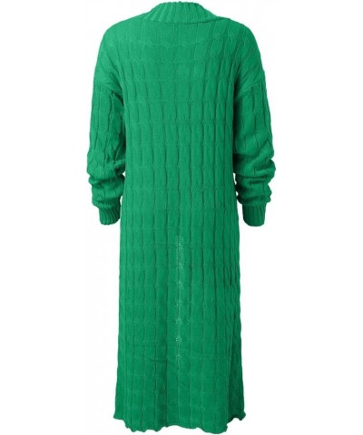 2023 Women Cradigan Cable Chunky Sweater Coat Outerwear with Pockets Thick Midi Long Sleeve Knitwear 1016-green $13.86 Sweaters