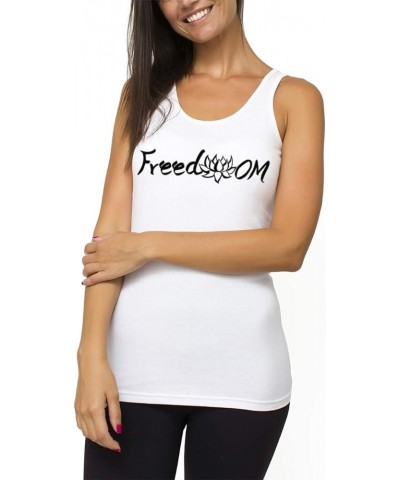 Organic Cotton Yoga Workout Tank Top Moon Phases Shirts Tops Tees Tanks for Women White Freedom $13.23 Activewear