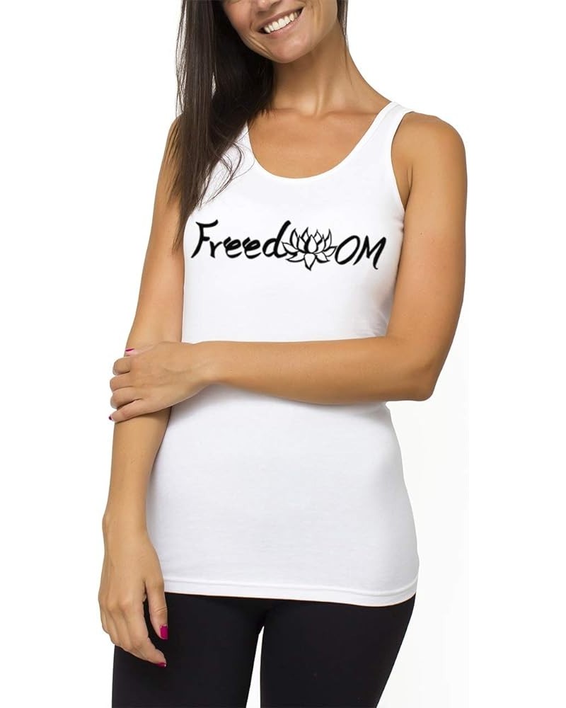 Organic Cotton Yoga Workout Tank Top Moon Phases Shirts Tops Tees Tanks for Women White Freedom $13.23 Activewear