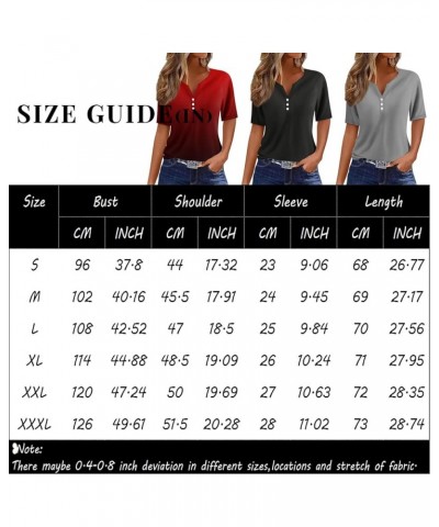 Women's T-Shirts Dressy Button Down Tunic Y2K Tops Short Sleeve Floral Print Blouses Henley V Neck Summer Cute Clothes An733-...