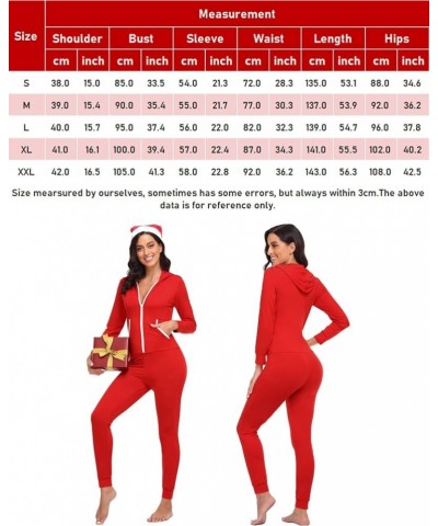 Womens Pajamas Jumpsuits Zip-up Hoodie Union Jumpsuit Romper Long Sleeve Sexy Onesie Bodysuits One Piece Sleepwear Light Red ...