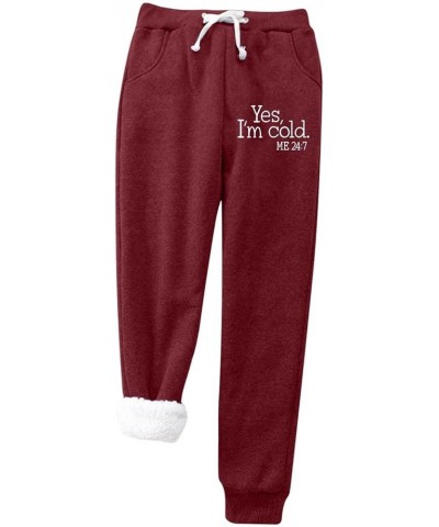 Christmas Women's Fleece Sweatpants Sherpa Lined Winter Warm Athletic Jogger Xmas Snowflake Printed Thermal Pants Red-010 $10...