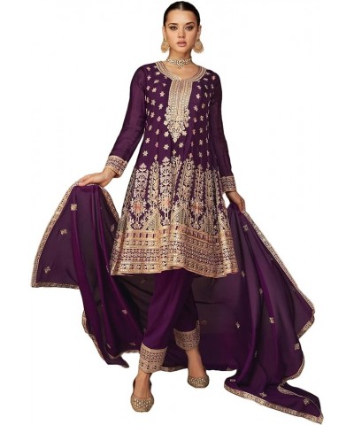 Fashion Beautiful Designer New Indian Pakistani Salwar Kameez Suit Set Dress ready to wear for Women with dupatta-9587 Purple...