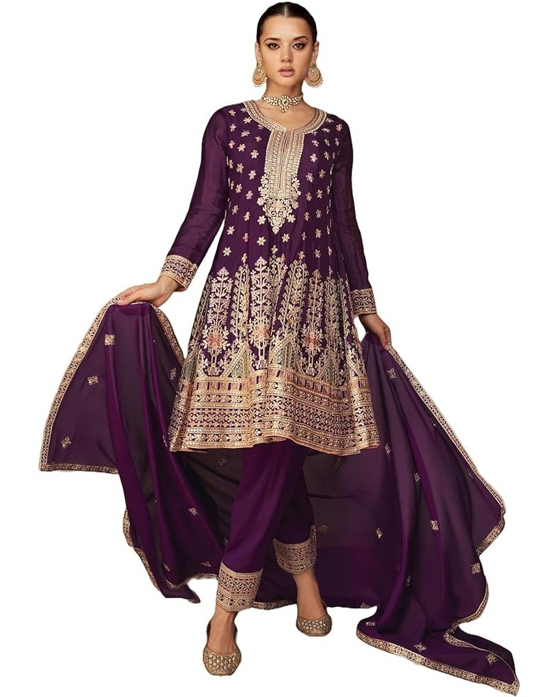 Fashion Beautiful Designer New Indian Pakistani Salwar Kameez Suit Set Dress ready to wear for Women with dupatta-9587 Purple...