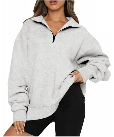 Womens Oversized Half Zip Pullover Long Sleeve Sweatshirt Quarter Zip Hoodie Sweater Teen Girls Fall Y2K Clothes, 5-gray $14....