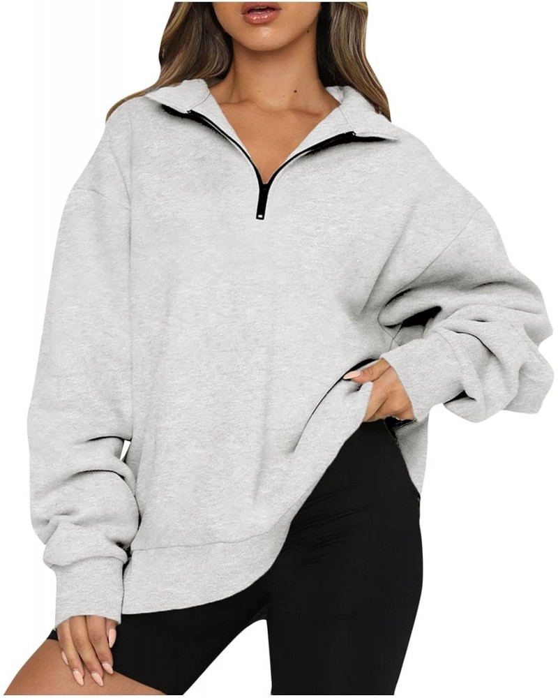 Womens Oversized Half Zip Pullover Long Sleeve Sweatshirt Quarter Zip Hoodie Sweater Teen Girls Fall Y2K Clothes, 5-gray $14....