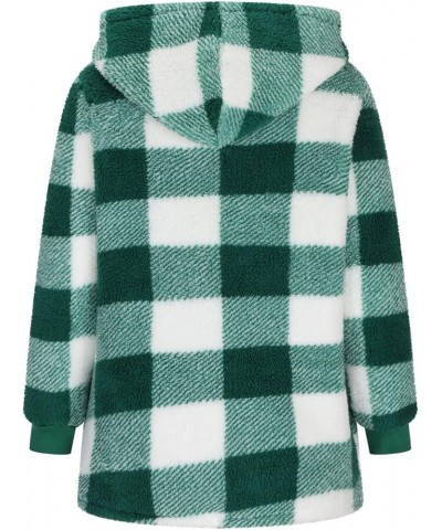 Women Plaid Fleece Coats Long Sleeve Zip Up Hoodie Shacket with Pockets Oversized Plus Size Warm Winter Outerwear 4 Green $17...