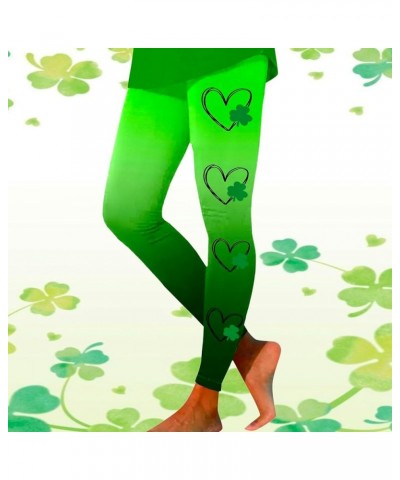 St Patricks Day Leggings for Women High Waist Tummy Control Yoga Pants Casual Clover Print Workout Trendy Soft Yoga Pants Gre...