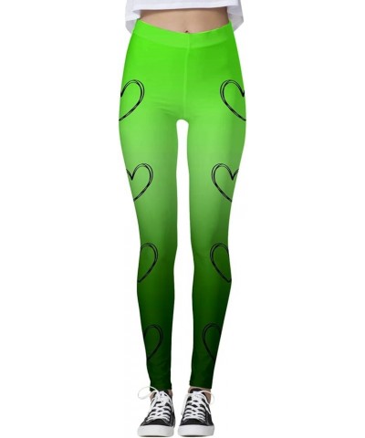 St Patricks Day Leggings for Women High Waist Tummy Control Yoga Pants Casual Clover Print Workout Trendy Soft Yoga Pants Gre...