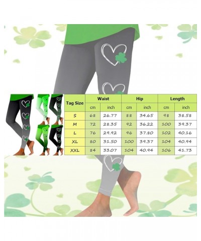 St Patricks Day Leggings for Women High Waist Tummy Control Yoga Pants Casual Clover Print Workout Trendy Soft Yoga Pants Gre...