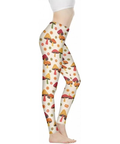 Yoga Pants for Women High Waist Leggings Tight Running Animals Print Mushroom Blossoms $13.16 Activewear