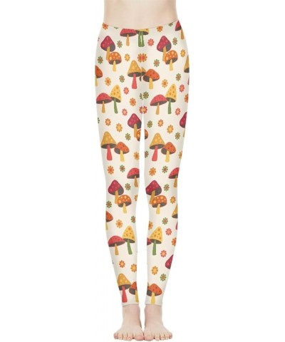 Yoga Pants for Women High Waist Leggings Tight Running Animals Print Mushroom Blossoms $13.16 Activewear