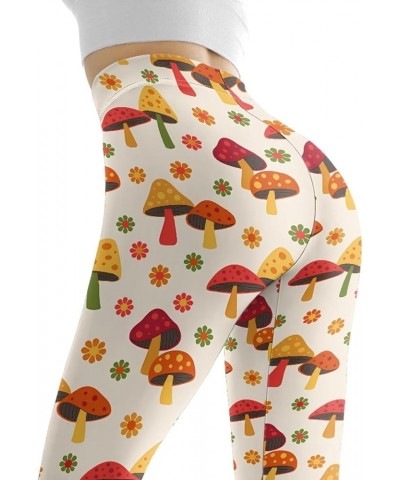 Yoga Pants for Women High Waist Leggings Tight Running Animals Print Mushroom Blossoms $13.16 Activewear