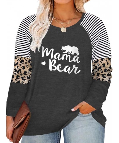 Womens Plus Size Tops Long Sleeve Leopard Print Striped Color Block Shirts M-dark Grey $18.28 Tops