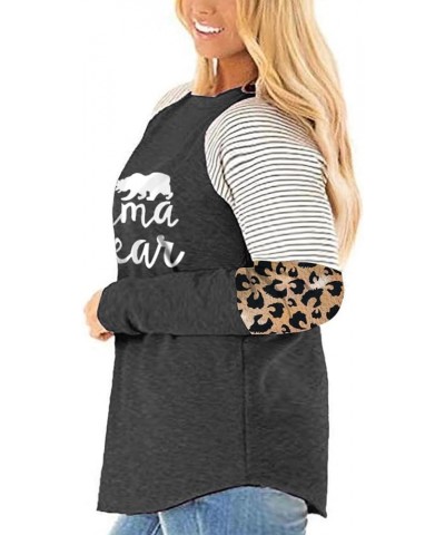 Womens Plus Size Tops Long Sleeve Leopard Print Striped Color Block Shirts M-dark Grey $18.28 Tops